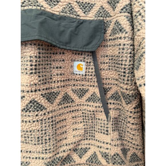 Women's Carhartt Warm Taupe Geometric Print Fleece Pullover - Relaxed Fit - XXL - Picture 3 of 8